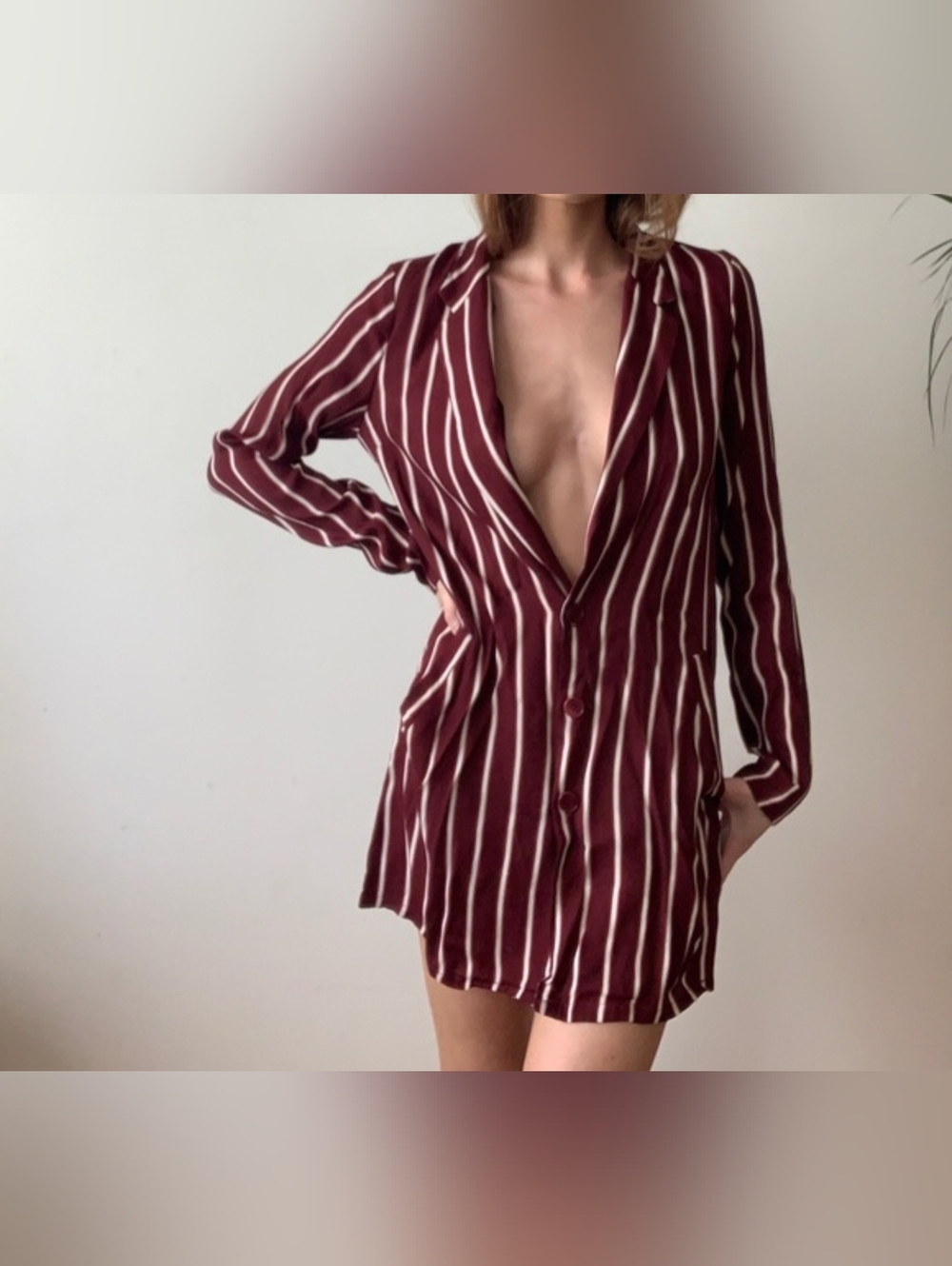 Reformation Women's Linen Striped Blazer Dress